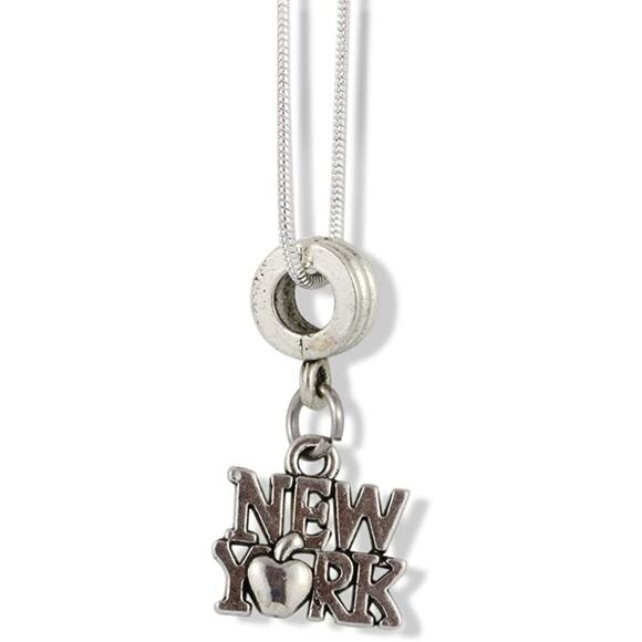 New York (with Apple) Charm Snake Chain Necklace - Picture 1 of 4